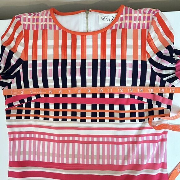 Eliza J Sz 4 Geometric Striped Shift Dress Colorful Stretch Career Spring Event - Picture 8 of 10